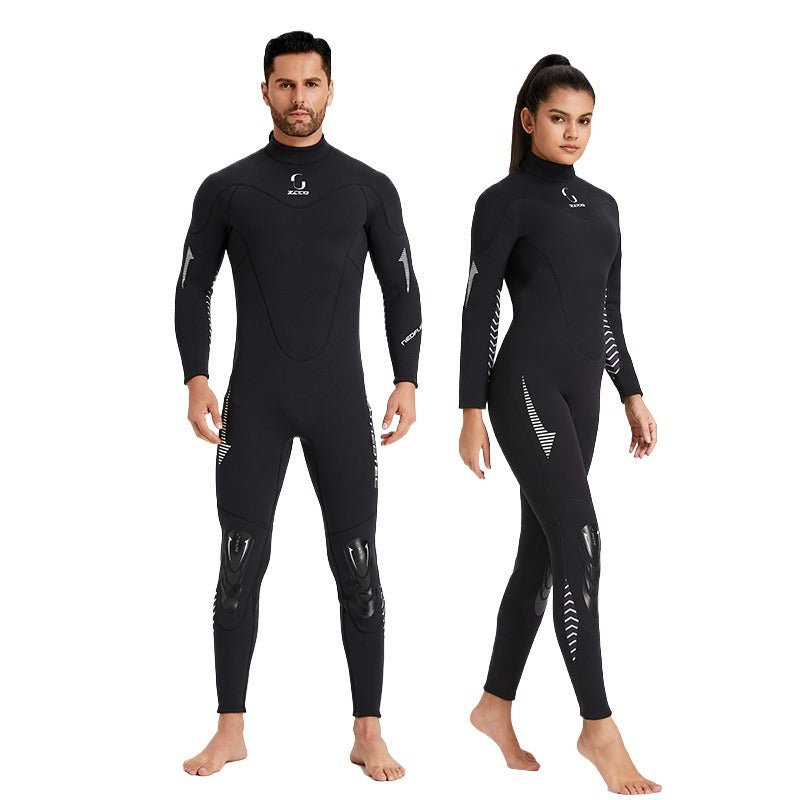 Cross-border, new 3mm wetsuit men's one-piece warm surfing wetsuit women's long-sleeved cold-proof snorkeling winter swimming pants