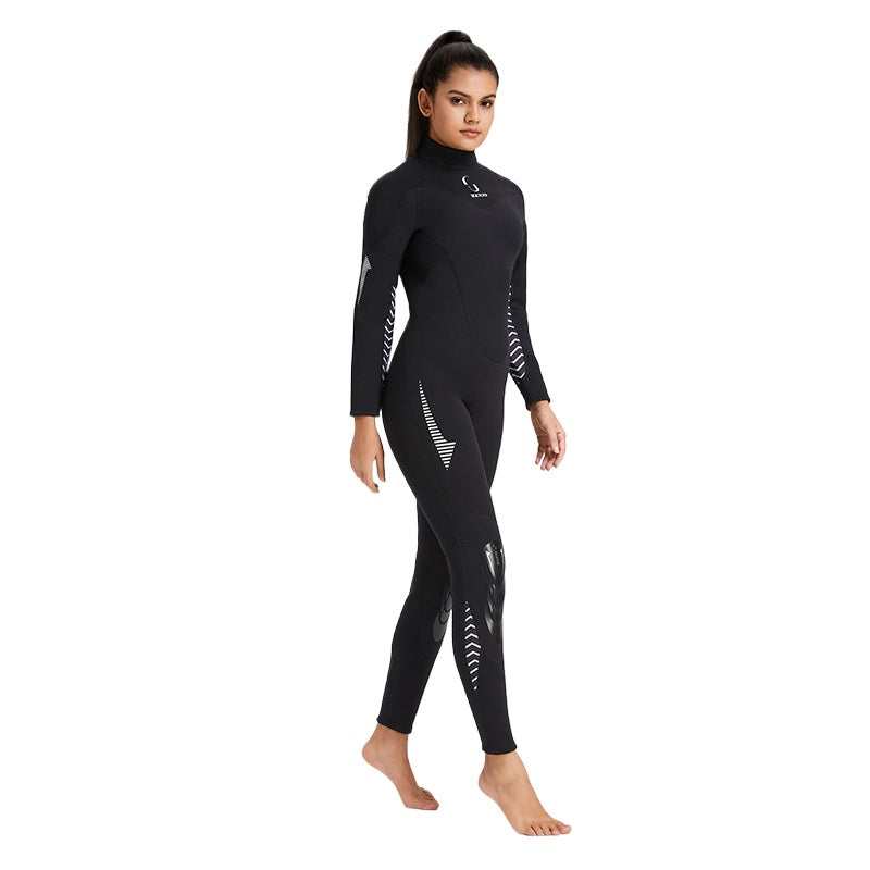 Cross-border, new 3mm wetsuit men's one-piece warm surfing wetsuit women's long-sleeved cold-proof snorkeling winter swimming pants