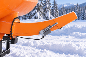 Electric discharge chute actuator close-up