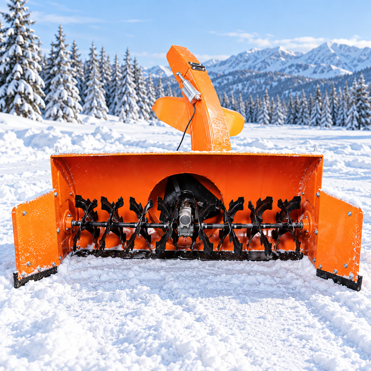 Front view of 120 or 150 cm snow blower intake and auger