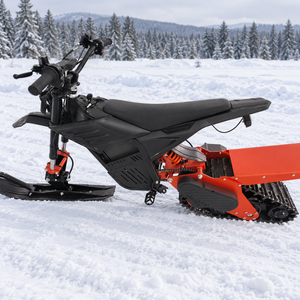 QC26-2 electric snow bike side view with rear track and front ski