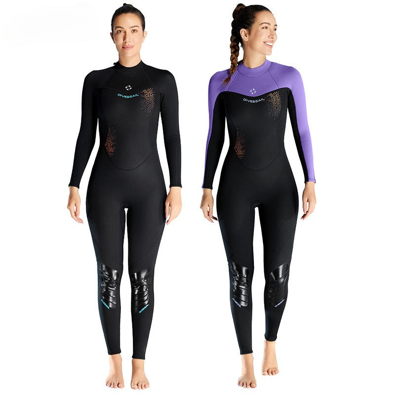 3MM wetsuit women's one-piece long-sleeved cold-proof wetsuit winter swimming warm snorkeling surf suit wet clothes