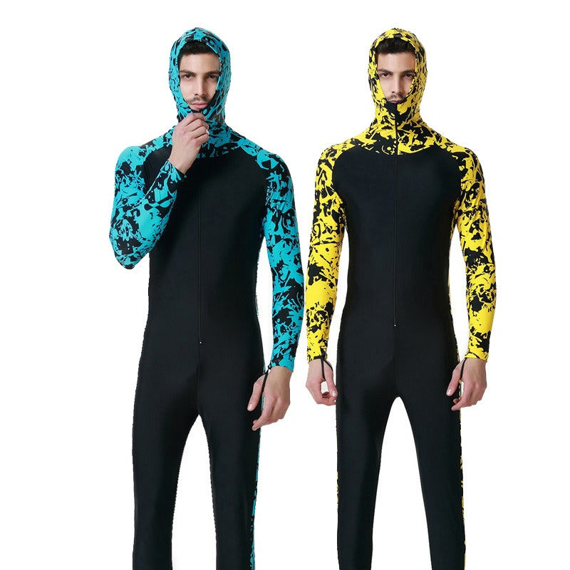 Jellyfish clothing sunscreen wetsuit couple sunscreen clothing one-piece wetsuit long-sleeved hooded men's and women's snorkeling clothing 1009