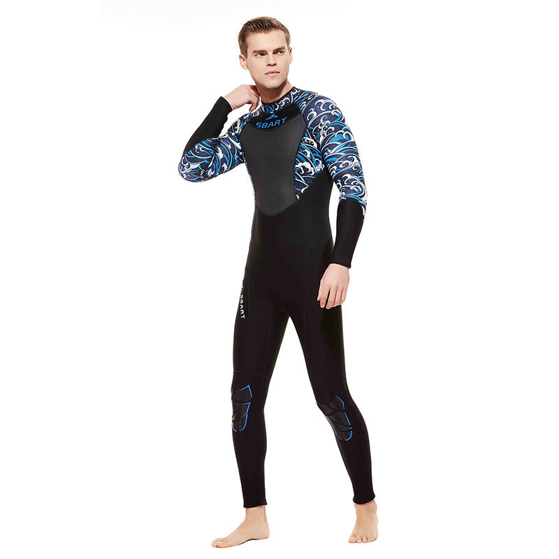 Men's and women's 3MM diving suits, women's long-sleeved warm winter swimming, surfing, snorkeling suits, cross-border swimsuits, one-piece.