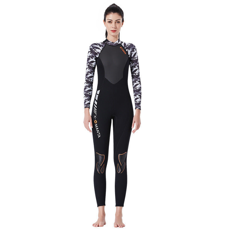 3MM couple diving suit men and women thickened warm winter outdoor snorkeling surfing one-piece long-sleeved jellyfish suit