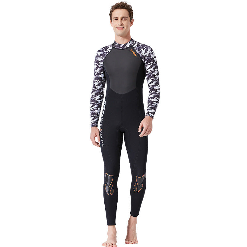 3MM couple diving suit men and women thickened warm winter outdoor snorkeling surfing one-piece long-sleeved jellyfish suit