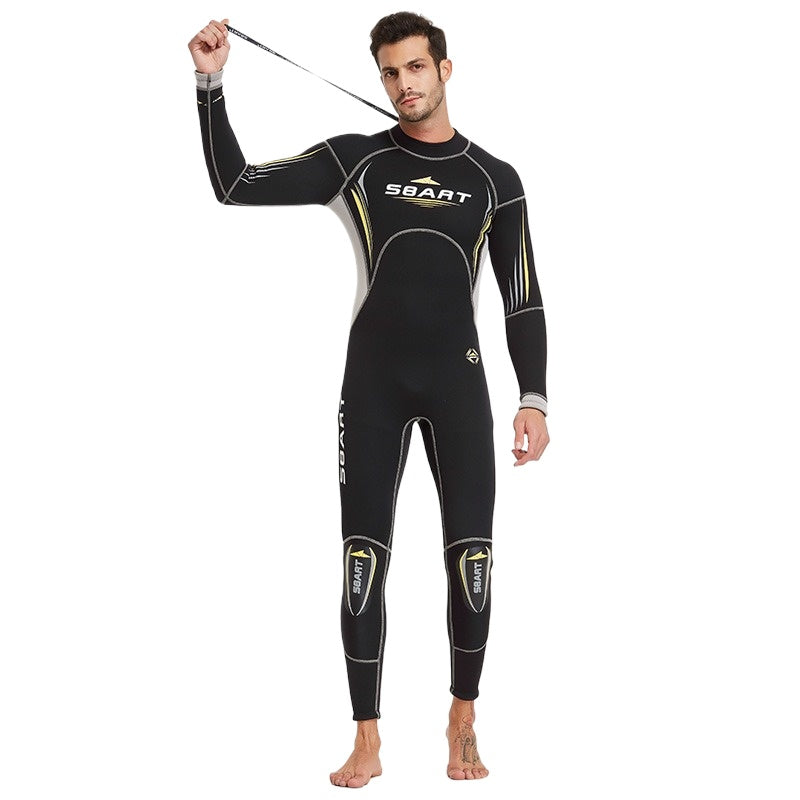 Squalbart 3MM one-piece wetsuit men's and women's thickened warm zipper snorkeling deep diving winter swimming equipment swimsuit