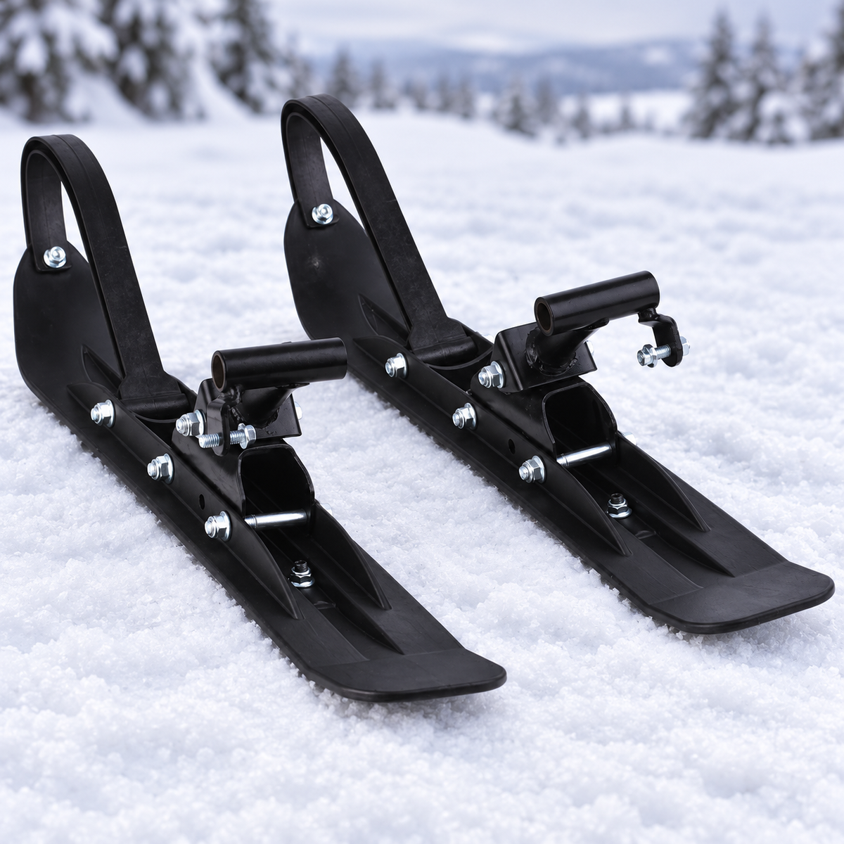 Pair of front ATV ski assemblies