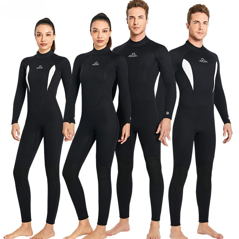 New 3MM couple wetsuit men's one-piece warm free diving surfing cold wet clothes women's winter swimming wetsuit