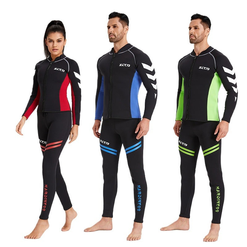 3Mm men's and women's split long-sleeved wetsuits, surf jackets, tops, thickened warm snorkeling, cold-proof and sun-proof jellyfish clothes