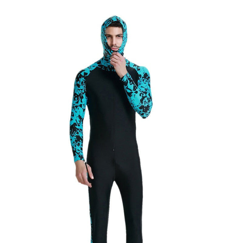 Jellyfish clothing sunscreen wetsuit couple sunscreen clothing one-piece wetsuit long-sleeved hooded men's and women's snorkeling clothing 1009