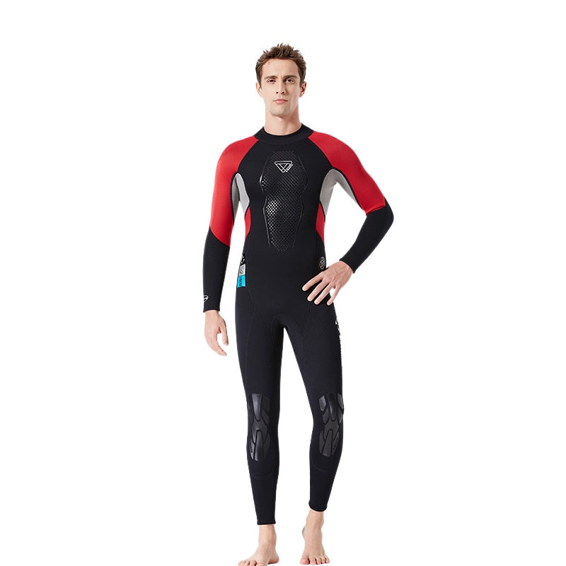 New 3MM diving suit men's one-piece long-sleeved thickened cold-proof snorkeling surf suit wet warm jellyfish swimsuit SCR