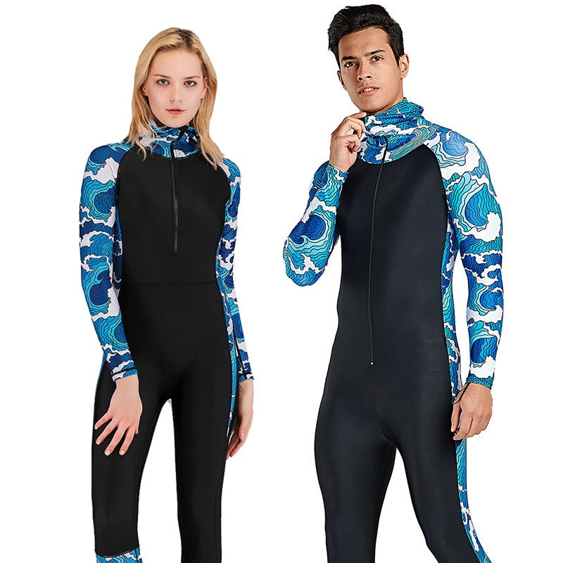 One-piece wetsuit women's sunscreen long-sleeved swimsuit snorkeling suit slim slim quick-drying swimsuit summer