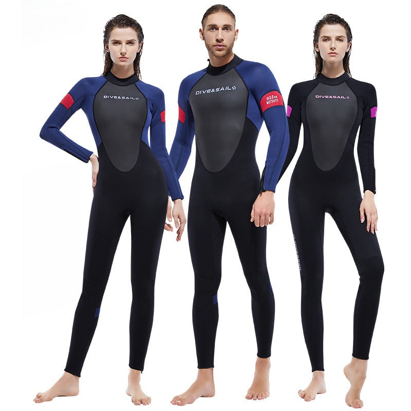 Wetsuit Men's 3MM One-piece Long Sleeve Thickened Wetsuit Women's Surfing Winter Swimming Wetsuit