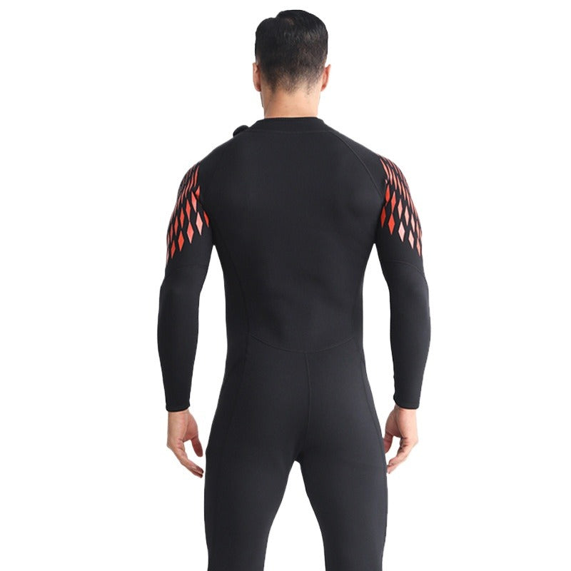 New 3MM wetsuit one-piece long-sleeved thickened thermal wetsuit men's snorkeling surfing jellyfish swimsuit