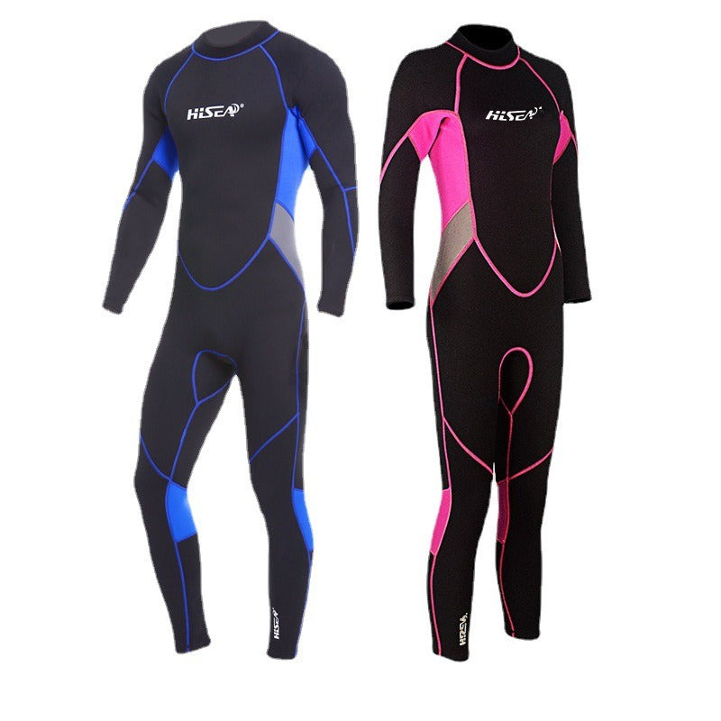 3mm diving suit one-piece couple long-sleeved trousers warm thickened swimming suit diving suit zipper jellyfish suit surfing