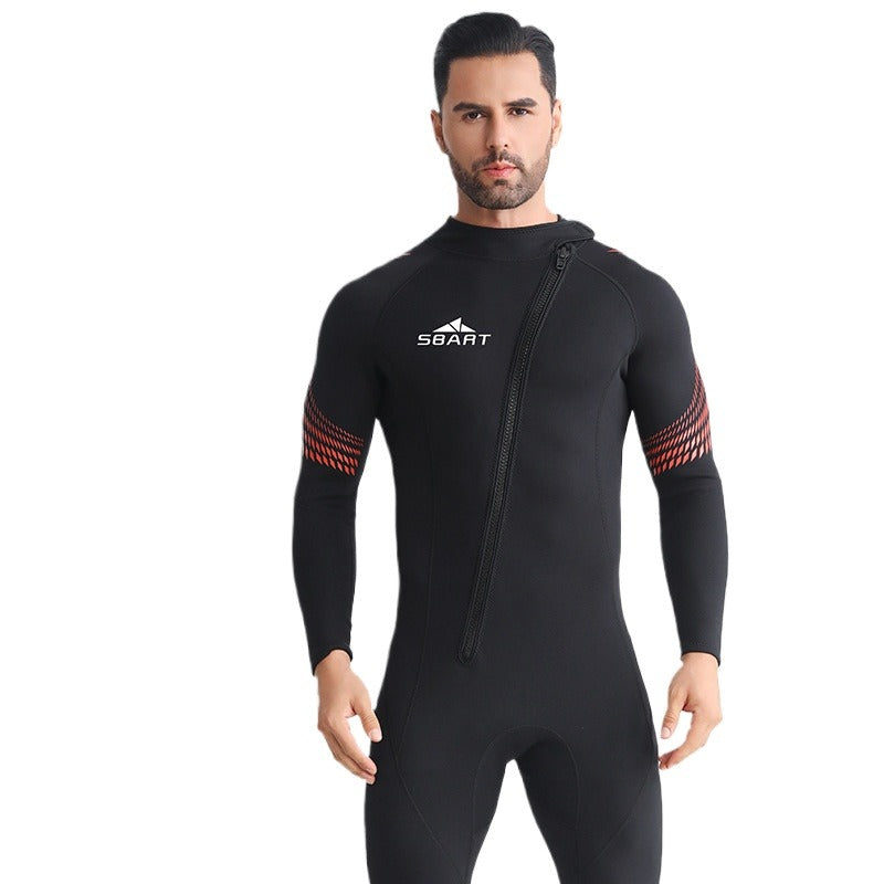 New 3MM wetsuit one-piece long-sleeved thickened thermal wetsuit men's snorkeling surfing jellyfish swimsuit