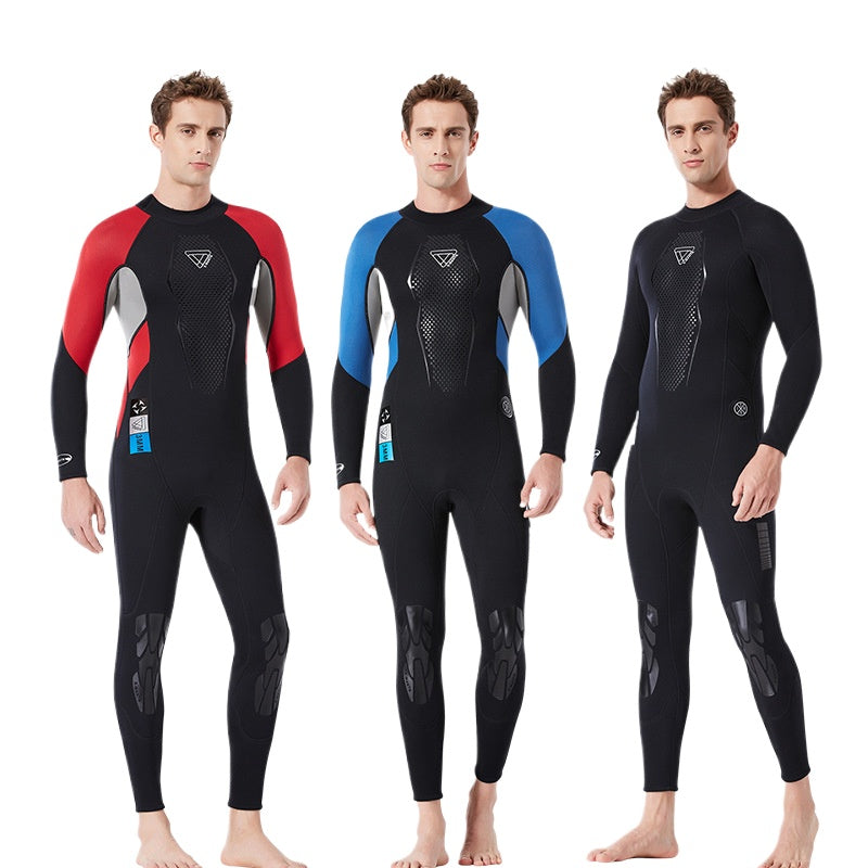 New 3MM diving suit men's one-piece long-sleeved thickened cold-proof snorkeling surf suit wet warm jellyfish swimsuit SCR