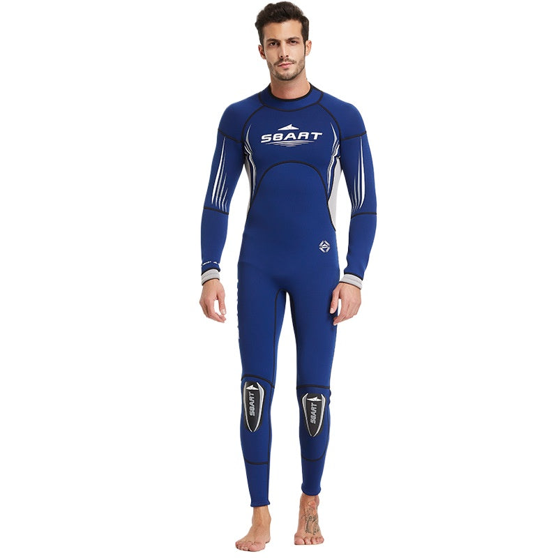 Squalbart 3MM one-piece wetsuit men's and women's thickened warm zipper snorkeling deep diving winter swimming equipment swimsuit