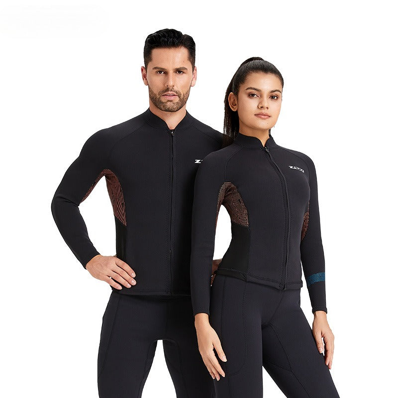 Wetsuit Men's split top Long-sleeved thickened wetsuit Women's cold-proof and warm snorkeling surf suit