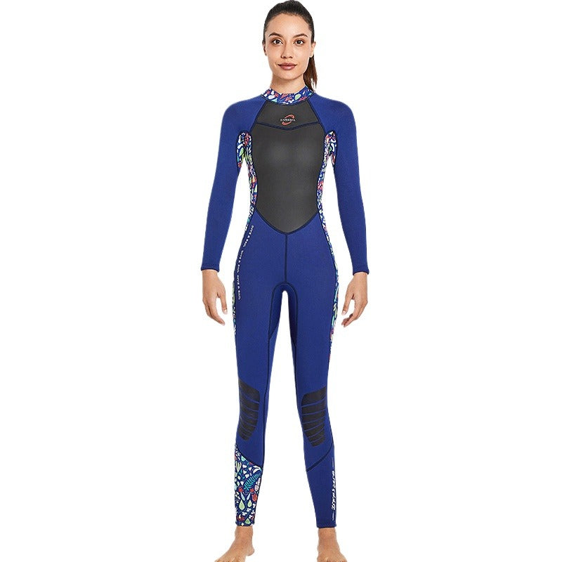 New 3MM diving suit women's one-piece long-sleeved trousers thermal wet wetsuit free diving surfing winter swimming trousers