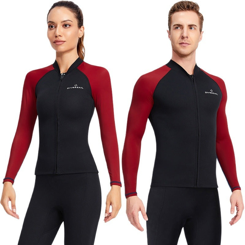 New 1.5MM diving suit men's split top long-sleeved thermal diving suit women's snorkeling surfing suit sunscreen swimsuit