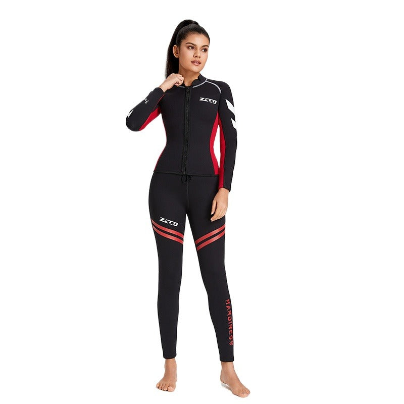 3Mm men's and women's split long-sleeved wetsuits, surf jackets, tops, thickened warm snorkeling, cold-proof and sun-proof jellyfish clothes