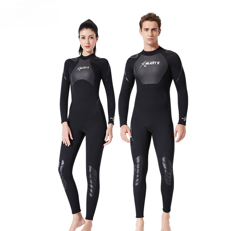 3MM wetsuit men's one-piece long-sleeved thickened warm winter swimsuit snorkeling surf suit wet wetsuit women