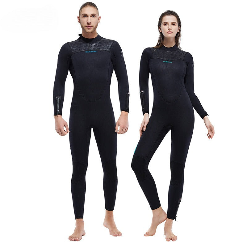 Wetsuit 5MM velvet inner long-sleeved one-piece wetsuit winter swimming cold-proof snorkeling surf pants