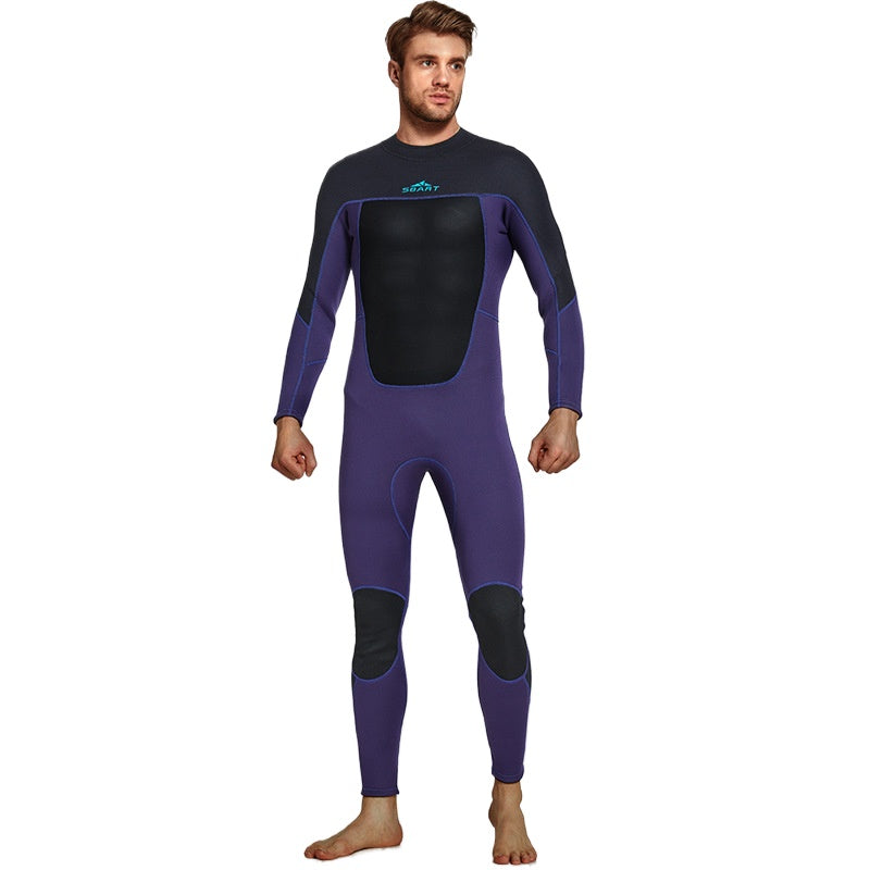 3MM one-piece wetsuit, swimsuit, wetsuit, men's long-sleeved sunscreen, surf suit, cold and warm jellyfish suit.