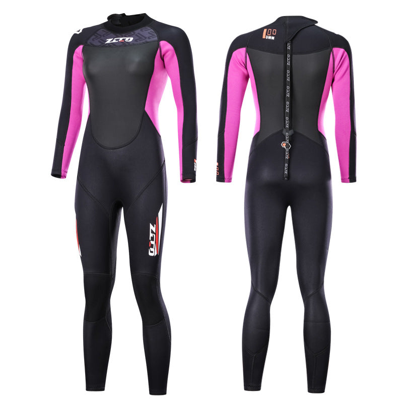 New wetsuit 3mm professional wetsuit men's one-piece thickened thermal deep snorkeling surf suit swimsuit women
