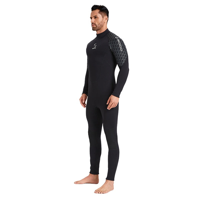 New 3MM diving suit men's one-piece long-sleeved women's thickened warm swimsuit free snorkeling surfing jellyfish suit