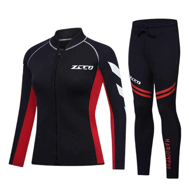 3Mm men's and women's split long-sleeved wetsuits, surf jackets, tops, thickened warm snorkeling, cold-proof and sun-proof jellyfish clothes