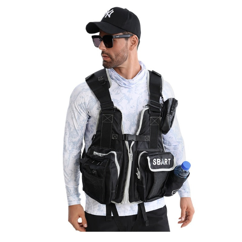 Fishing specific multifunctional buoyancy life jacket with multiple pockets, rock fishing vest, sea fishing life vest