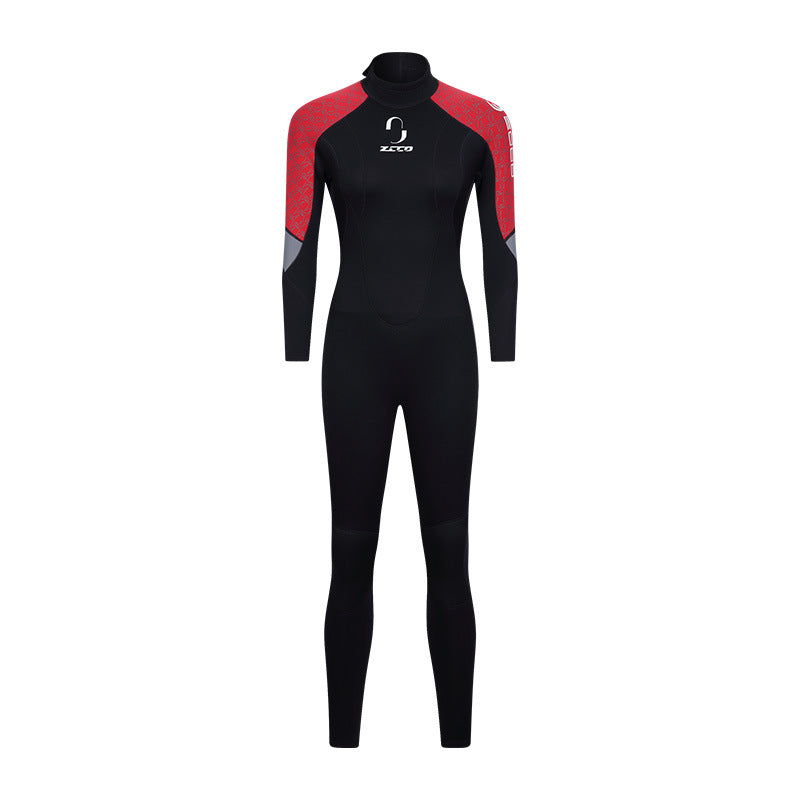 New 3MM diving suit men's one-piece long-sleeved women's thickened warm swimsuit free snorkeling surfing jellyfish suit