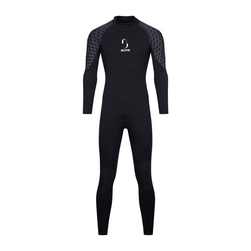 New 3MM diving suit men's one-piece long-sleeved women's thickened warm swimsuit free snorkeling surfing jellyfish suit