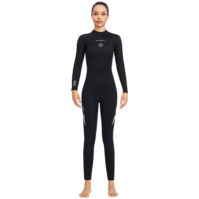 3MM Wetsuit Women's One-piece Long Sleeve Thickened Warm Couple Wetsuit Men's Snorkeling Surfing Jellyfish Swimsuit