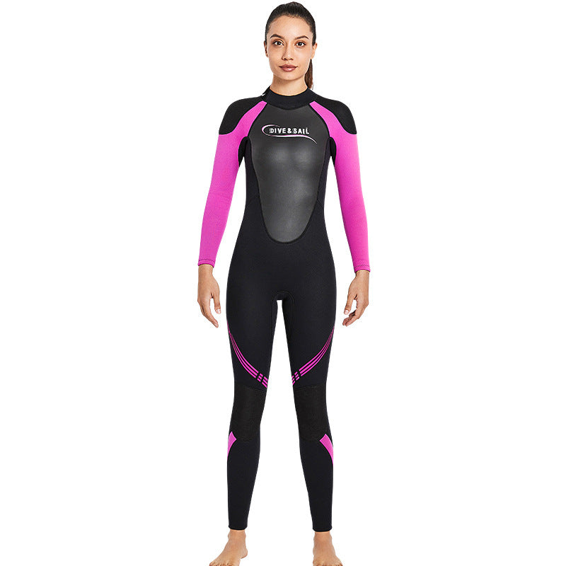 Spot wholesale 3MM couple wetsuit one-piece high elastic wetsuit long sleeve thickened thermal snorkeling surfing wetsuit