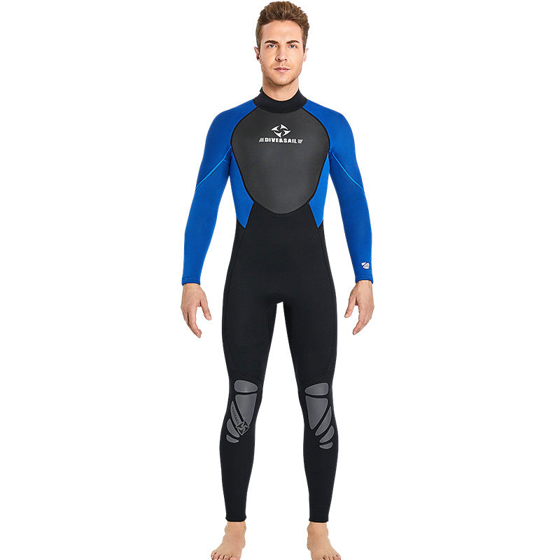 3MM diving suit men's one-piece long-sleeved thermal wetsuit women's snorkeling surfing winter swimming pants