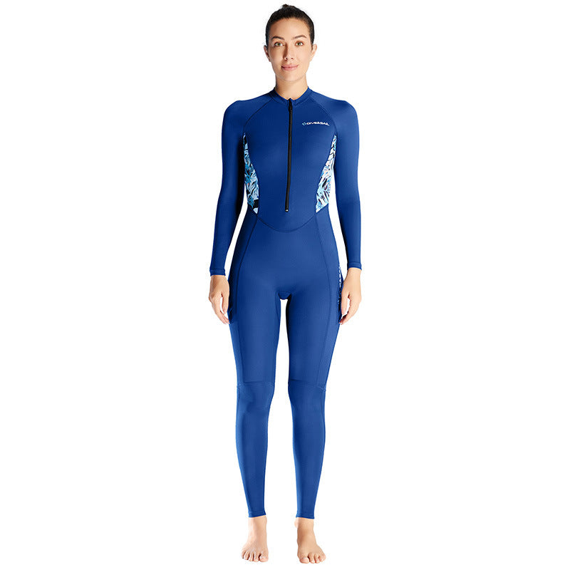 Wetsuit women's one-piece long-sleeved trousers sun protection wetsuit snorkeling surfing swimming quick-drying jellyfish suit