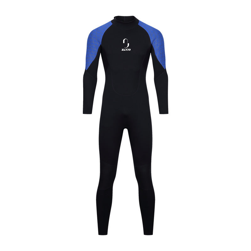 New 3MM diving suit men's one-piece long-sleeved women's thickened warm swimsuit free snorkeling surfing jellyfish suit