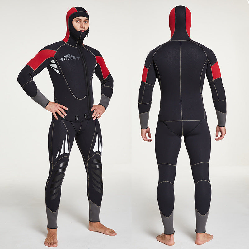 5MM rubber diving suit warm winter swimming long-sleeved one-piece two-piece set thickened jellyfish suit manufacturer