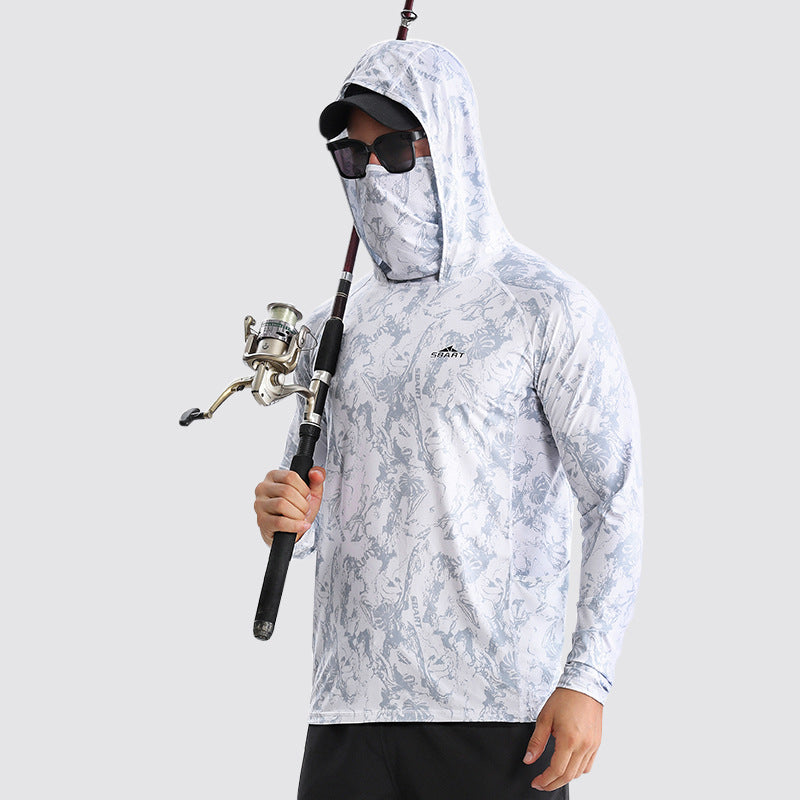 Summer outdoor sun protection clothing for men, breathable quick drying fishing sun protection clothing