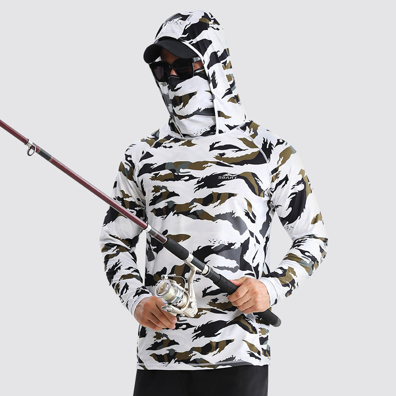 Summer outdoor sun protection clothing for men, breathable quick drying fishing sun protection clothing