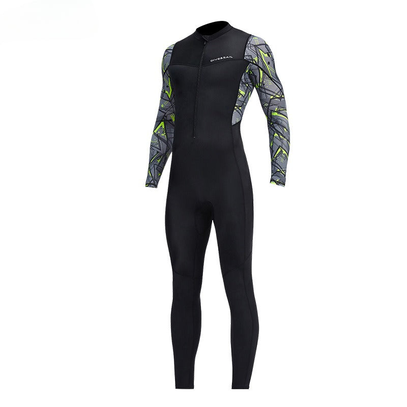 Wetsuit Men's one-piece long-sleeved trousers sun protection wetsuit snorkeling surfing jellyfish suit Lycra quick-drying swimsuit