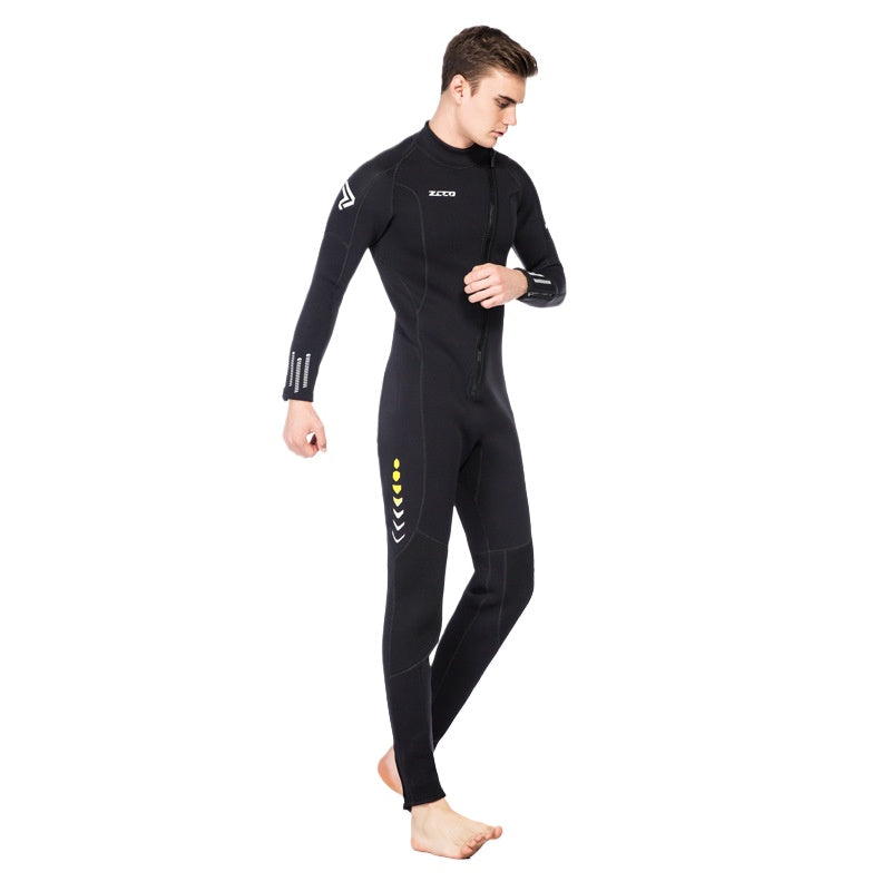 New 3mm wetsuit men's one-piece warm surfing wetsuit women's long-sleeved cold-proof snorkeling winter swimming pants