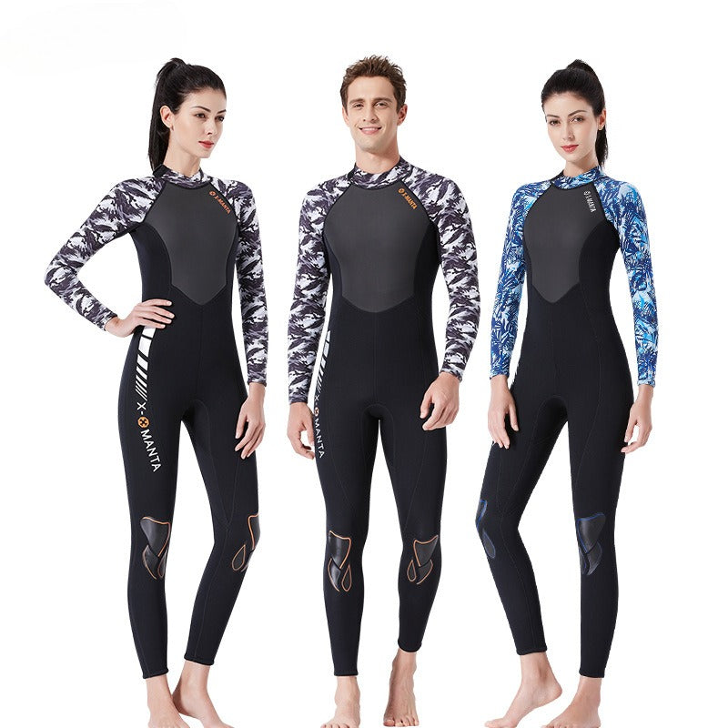 3MM couple diving suit men and women thickened warm winter outdoor snorkeling surfing one-piece long-sleeved jellyfish suit