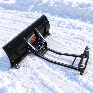 Snow plow blade and vehicle mounting frame assembly