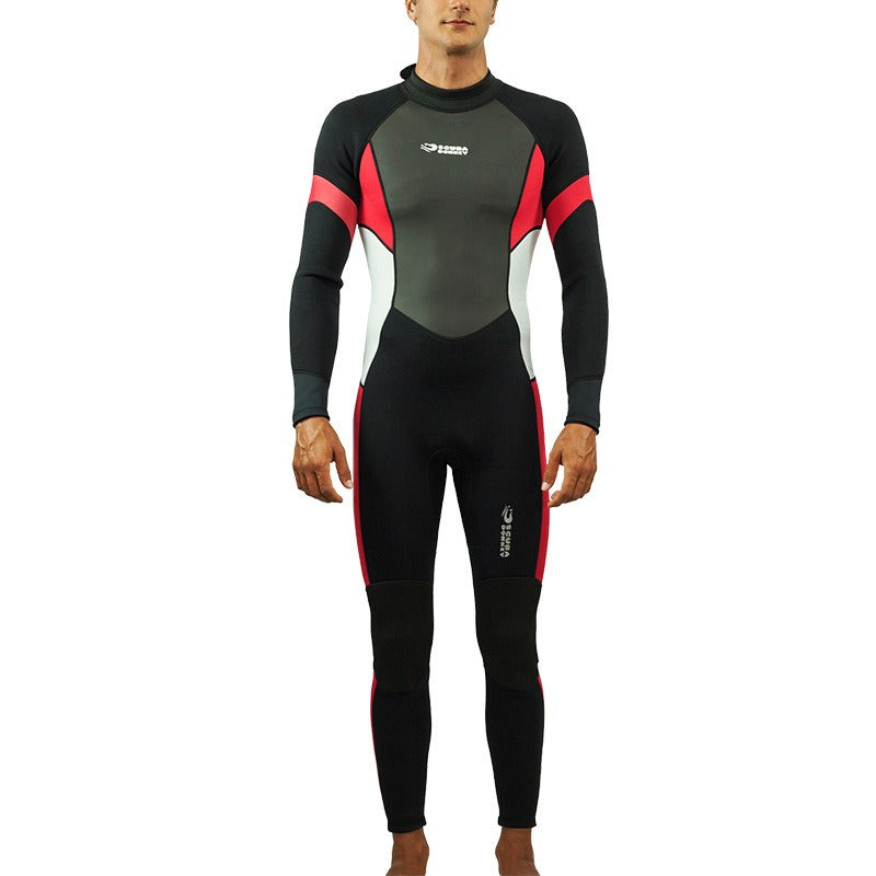 Men's 3MM cold-proof and waterproof onesie, long-sleeved professional surf suit