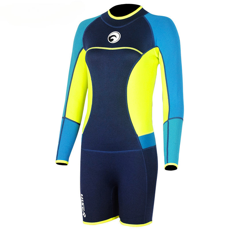 protection slim-fit quick-drying wetsuit long-sleeved shorts snorkeling surfing swimming